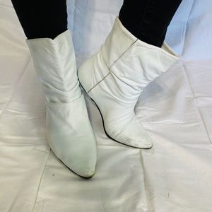 White Leather Booties